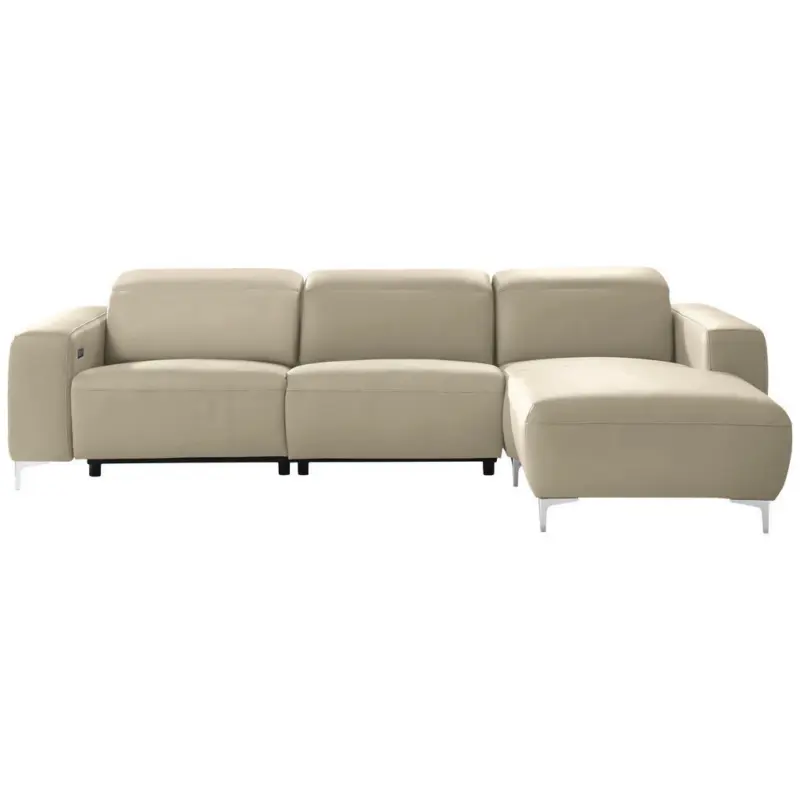 Ecksofa in Echtleder Hellbraun