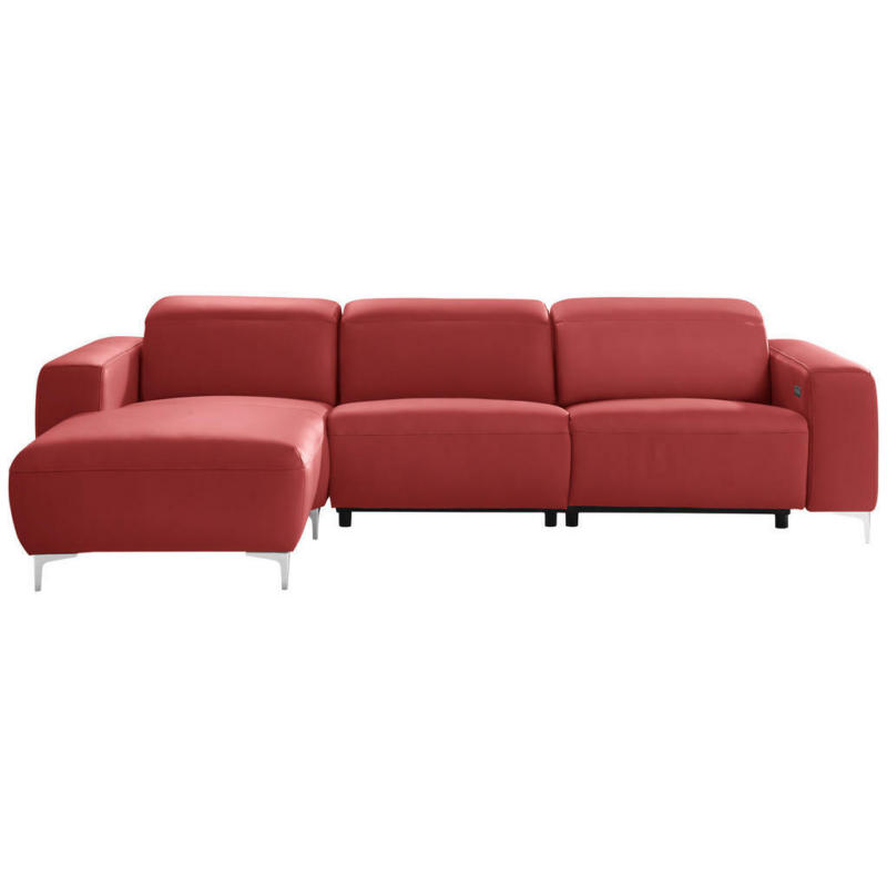 Ecksofa in Echtleder Rot