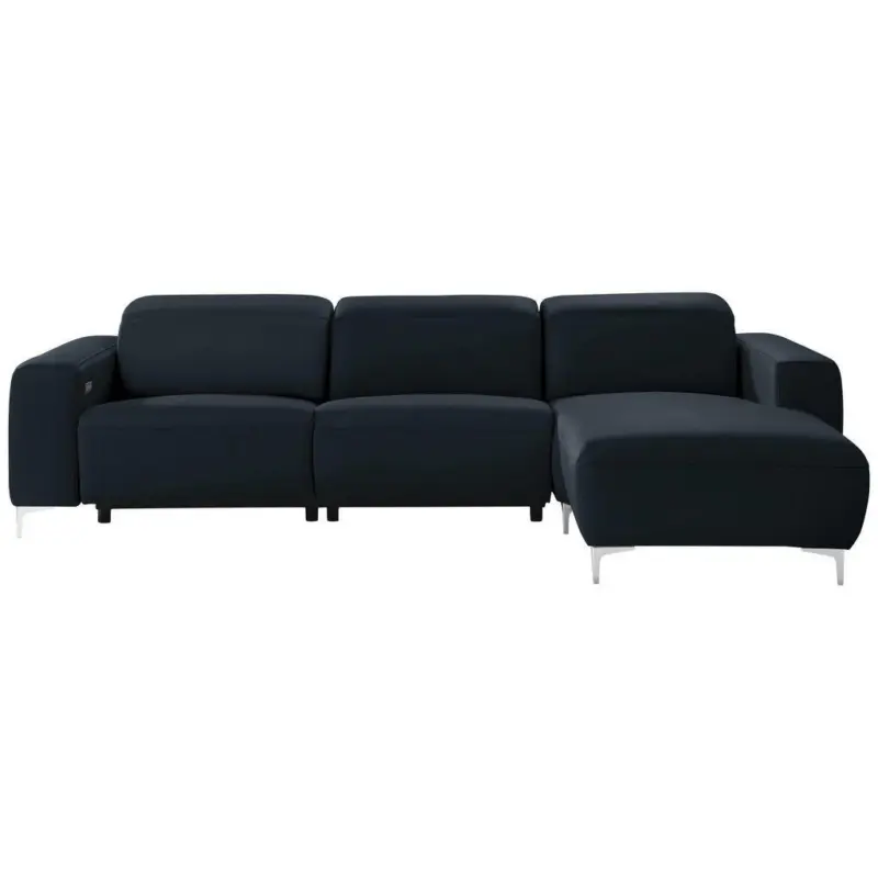 Ecksofa in Echtleder Dunkelblau