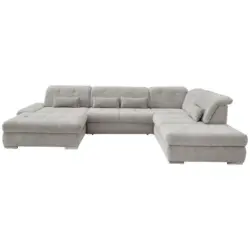 Wohnlandschaft in Chenille Silberfarben