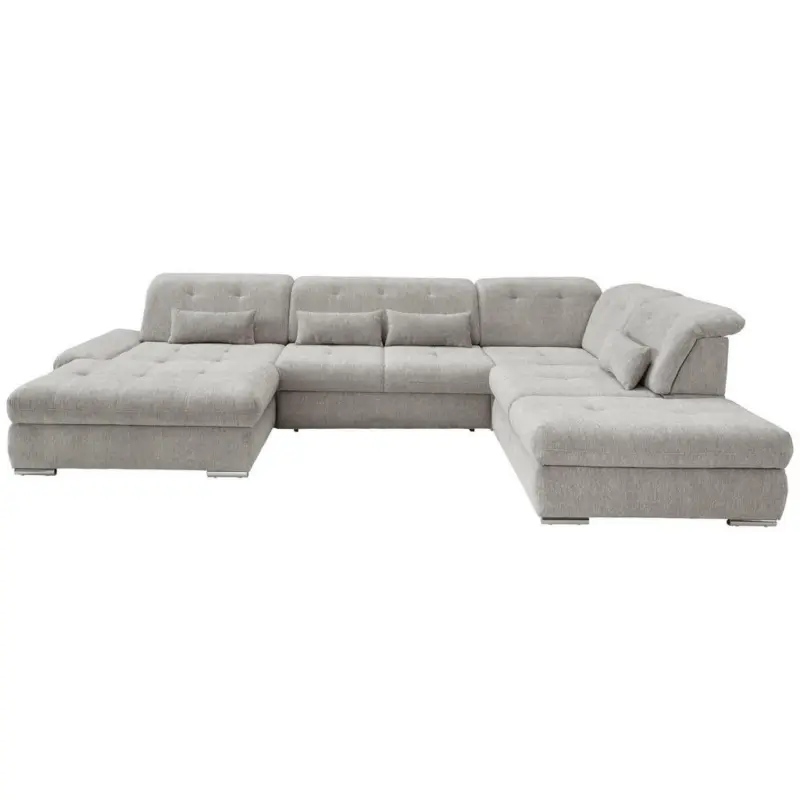 Wohnlandschaft in Chenille Silberfarben