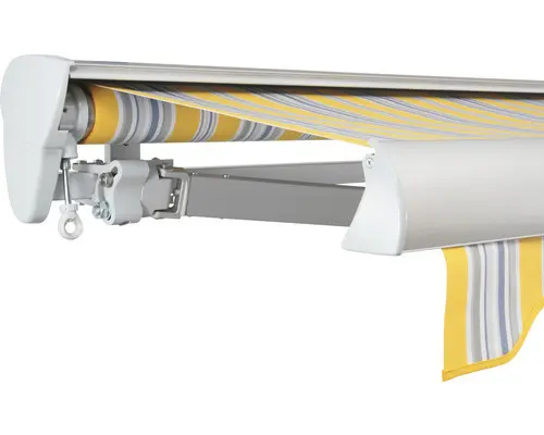 SOLUNA Halbkassettenmarkise Classic 6x2,5 Stoff Dessin 6292 Gestell E6EV1 silber eloxiert Antrieb links inkl. Kurbel