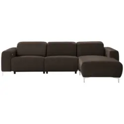 Ecksofa in Echtleder Dunkelbraun