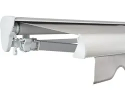 SOLUNA Halbkassettenmarkise Classic 3,5x2 Stoff Dessin 320923 Gestell E6EV1 silber eloxiert Antrieb links inkl. Kurbel