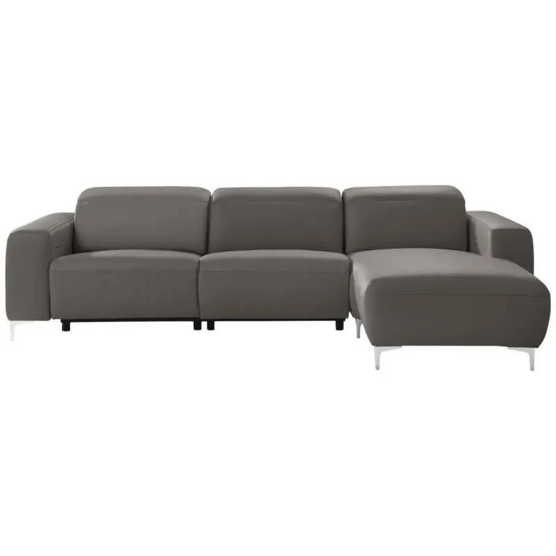 Ecksofa in Echtleder Grau