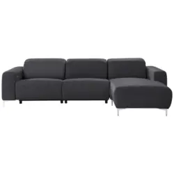 Ecksofa in Echtleder Dunkelgrau, Fango