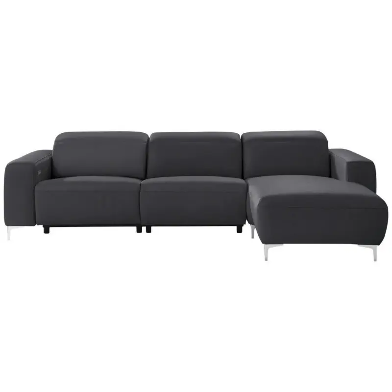 Ecksofa in Echtleder Dunkelgrau, Fango
