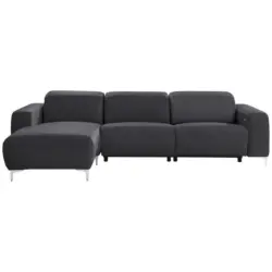 Ecksofa in Echtleder Dunkelgrau, Fango