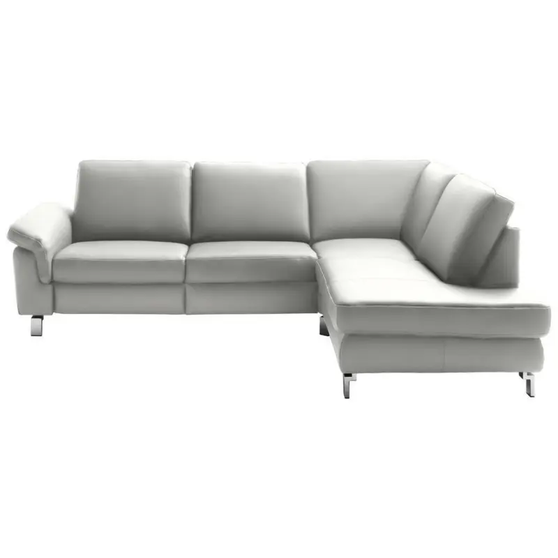 Ecksofa in Echtleder Hellgrau