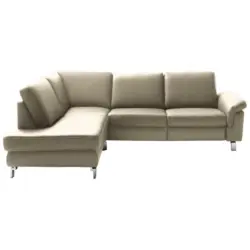 Ecksofa in Echtleder Hellbraun