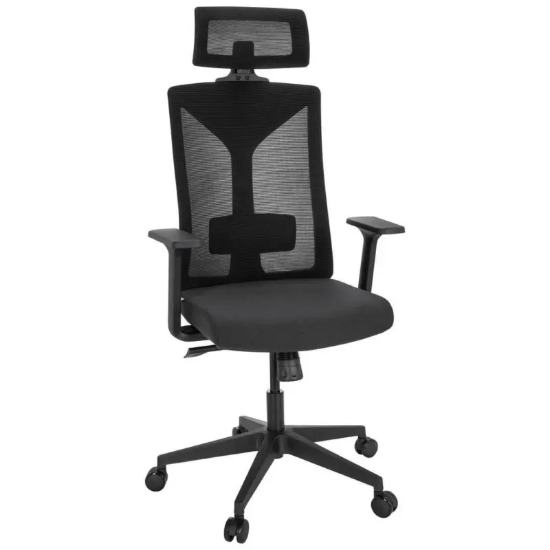 Drehstuhl in Netzbespannung, Flachgewebe Schwarz