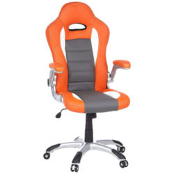 Gamingstuhl in Lederlook Grau, Orange, Weiß