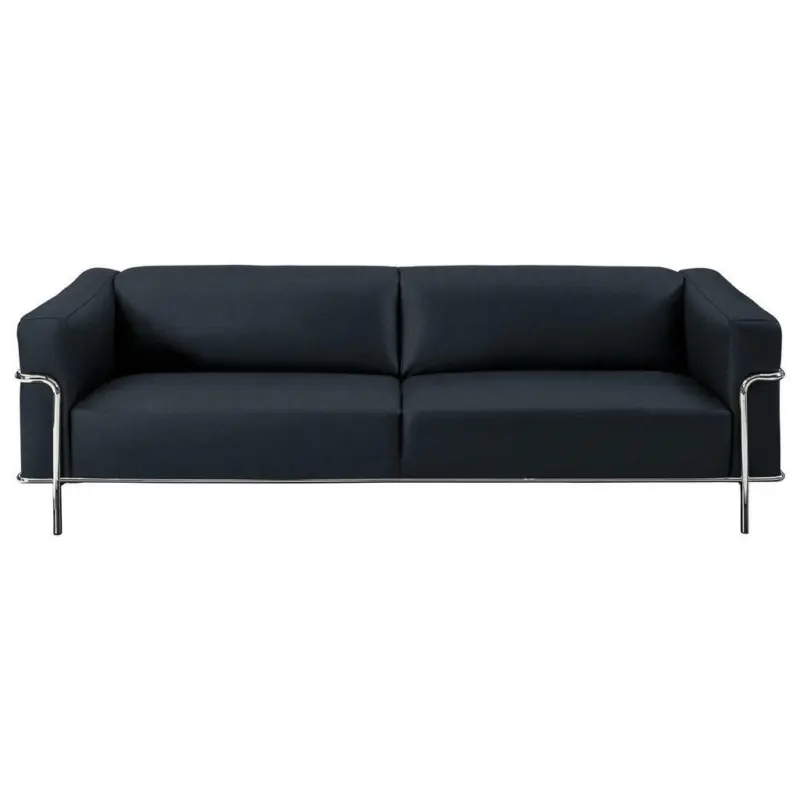 Dreisitzer-Sofa in Leder Dunkelblau