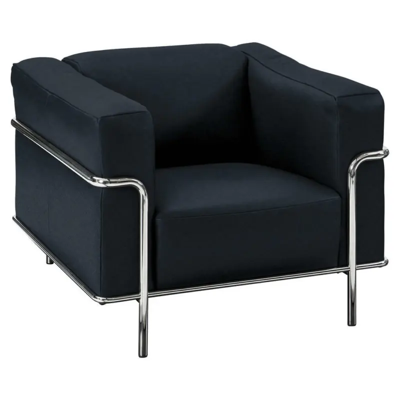 Sessel in Echtleder Dunkelblau