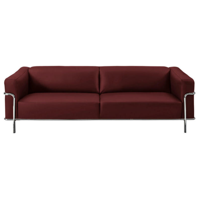 Dreisitzer-Sofa in Leder Rot
