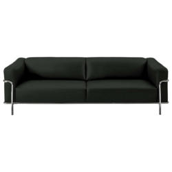 Dreisitzer-Sofa in Leder Dunkelgrau, Fango