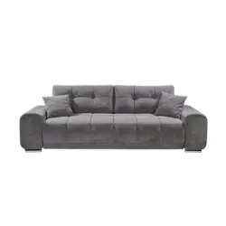 Dreisitzer-Sofa in Mikrovelours Graubraun