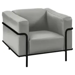 Sessel in Echtleder Hellgrau