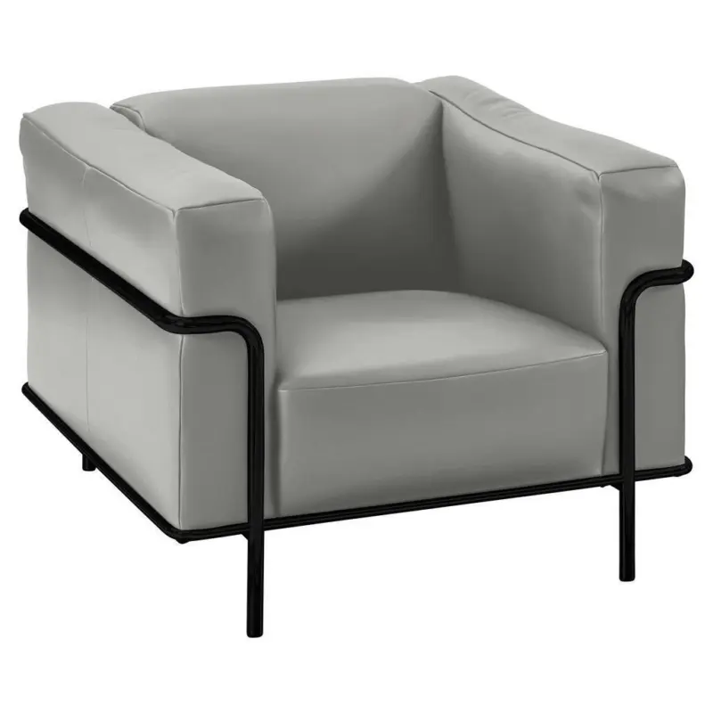 Sessel in Echtleder Hellgrau