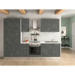 K&uuml;chenleerblock 300 cm in Dunkelgrau