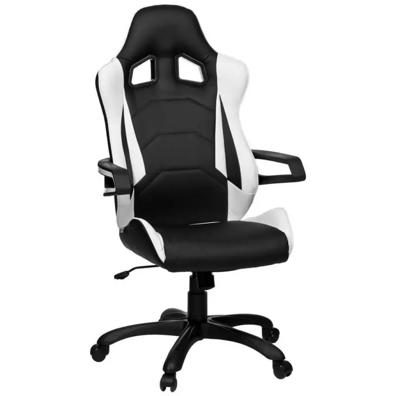 Gamingstuhl in Lederlook Schwarz, Wei&szlig;