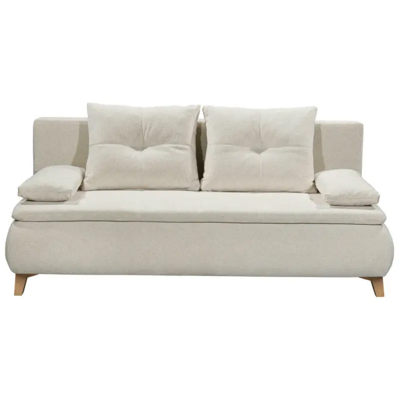 Schlafsofa in Webstoff Creme