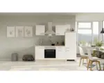 Hornbach Küchenblock Flex Well Valero 12360 weiß glänzend/Sonoma Eiche 220 cm inkl. Einbaugeräte