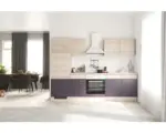 Hornbach Küchenblock Flex Well Focus 12345 Akazie-Dekor/Aubergine 270 cm inkl. Einbaugeräte