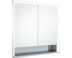 Unterputz LED-Spiegelschrank KEUCO Royal Lumos 2-türig 80x16,5x73,5 cm silber mit Ablagefach offen