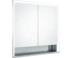 Unterputz LED-Spiegelschrank KEUCO Royal Lumos 2-türig 80x16,5x73,5 cm silber mit Ablagefach offen