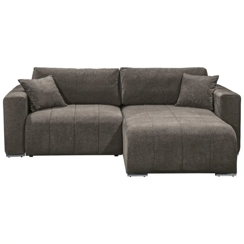 Ecksofa in Velours Dunkelbraun