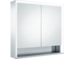 LED-Spiegelschrank Keuco Royal Lumos 2-türig 70x16,5x73,5 cm silber mit Ablagefach offen