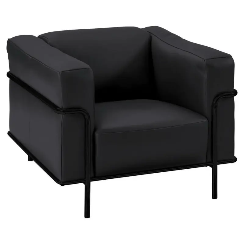 Sessel in Echtleder Dunkelgrau, Fango