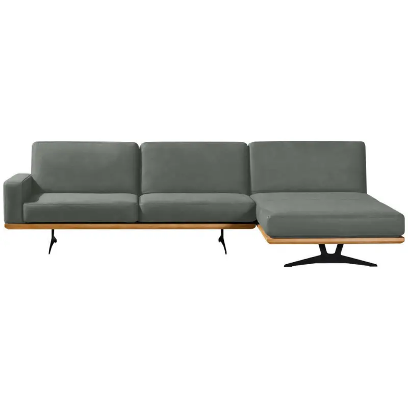 Ecksofa in Flachgewebe Hellgrau