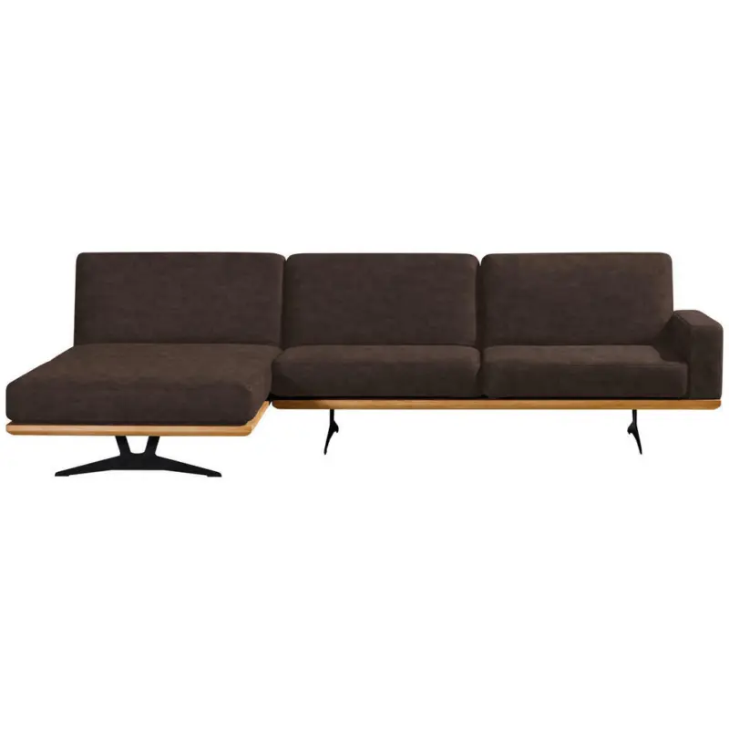 Ecksofa in Flachgewebe Dunkelbraun