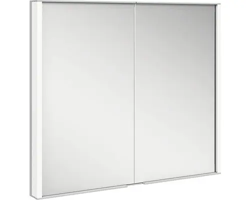 Unterputz LED-Spiegelschrank Keuco Royal Match 2-türig 80x15x70 cm silber