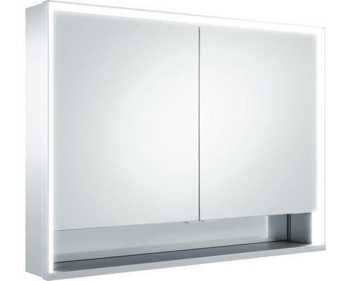 LED-Spiegelschrank Keuco Royal Lumos 2-türig 105x16,5x73,5 cm silber mit Ablagefach offen