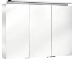 LED-Spiegelschrank Keuco Royal L1 3-türig 100x15x74,2 cm silber mit 2 innenliegende Schubkästen