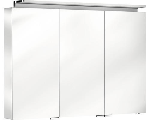 LED-Spiegelschrank Keuco Royal L1 3-türig 100x15x74,2 cm silber mit 2 innenliegende Schubkästen