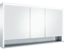 LED-Spiegelschrank Keuco Royal Lumos 3-türig 140x16,5x73,5 cm silber mit Ablagefach offen