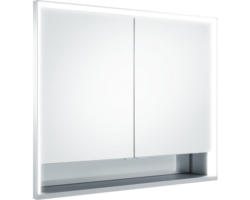 Unterputz LED-Spiegelschrank Keuco Royal Lumos 2-türig 90x16,5x73,5 cm silber mit Ablagefach offen