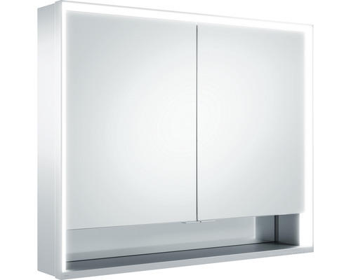 LED-Spiegelschrank Keuco Royal Lumos 2-türig 90x16,5x73,5 cm silber mit Ablagefach offen