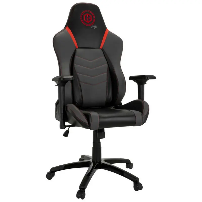 Gamingstuhl in Lederlook Grau, Rot, Schwarz