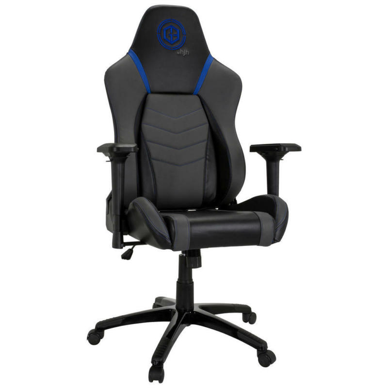 Gamingstuhl in Lederlook Blau, Grau, Schwarz