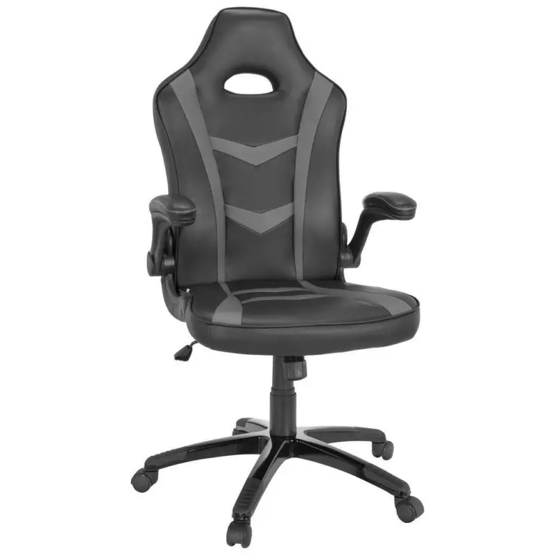Gamingstuhl in Lederlook Grau, Schwarz