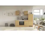 Hornbach Küchenblock Flex Well Nano 12355 Buche-Dekor/Buche-Dekor 220 cm inkl. Einbaugeräte