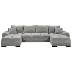 Wohnlandschaft in Mikrovelours Dunkelgrau