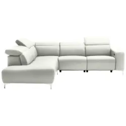 Ecksofa in Echtleder Weiß