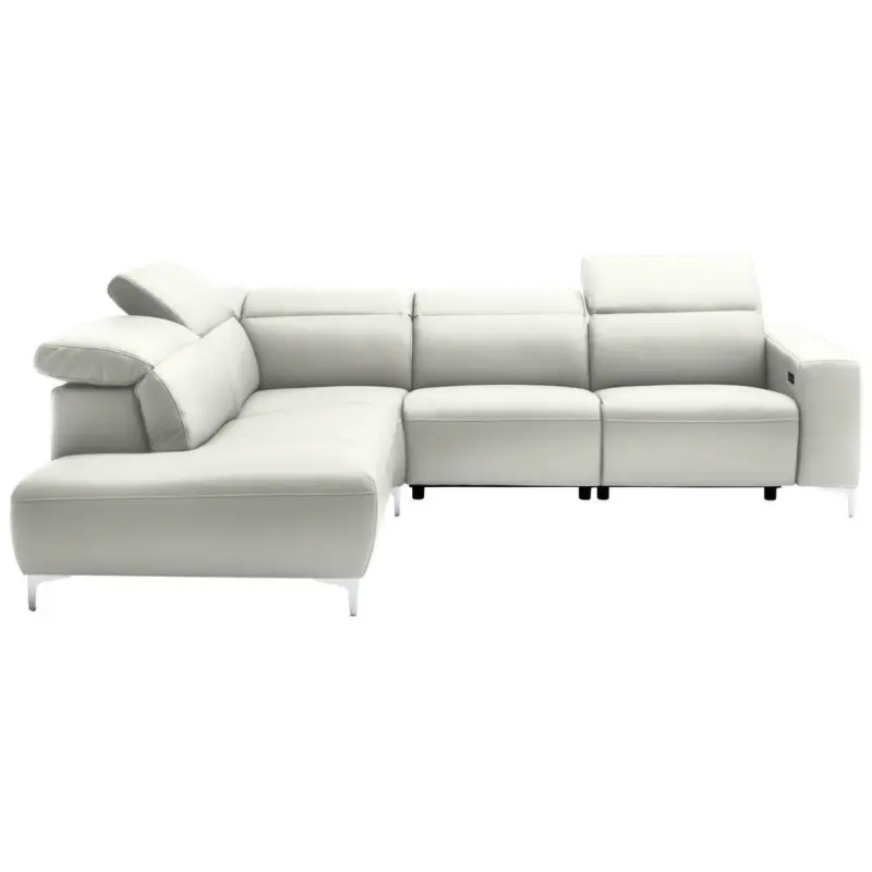 Ecksofa in Echtleder Weiß