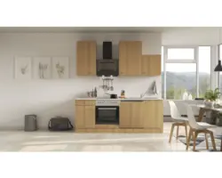 Küchenblock Flex Well Nano 8226 Buche-Dekor/Buche-Dekor 220 cm inkl. Einbaugeräte